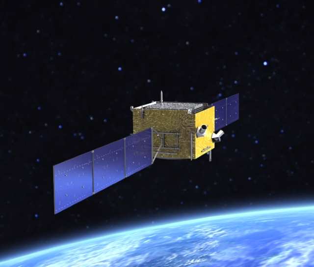 観測を行うDAMPEの想像イラスト 観測を行うDAMPEの想像イラスト