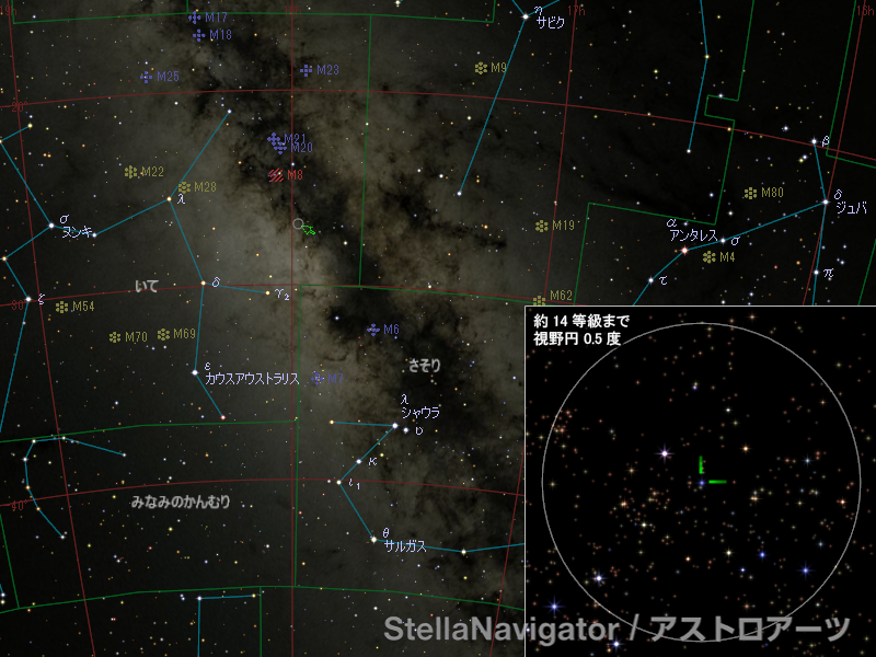 いて座の新星の位置 いて座の新星の位置