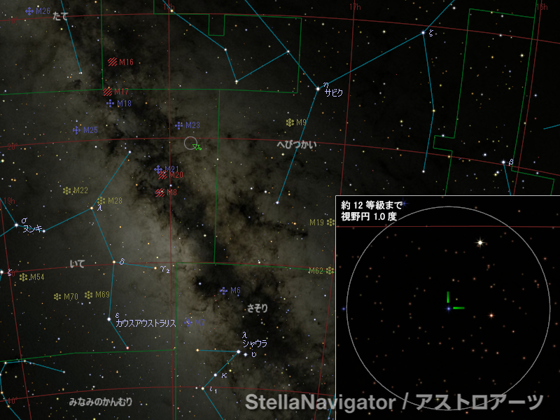 いて座の新星の位置 いて座の新星の位置