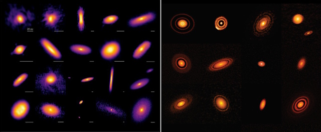 eDiskとDSHARPで取得された原始惑星系円盤の画像 eDiskとDSHARPで取得された原始惑星系円盤の画像