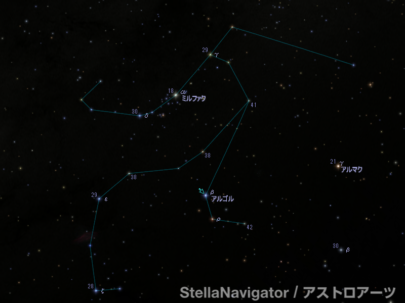 アルゴル周辺の星図 アルゴル周辺の星図