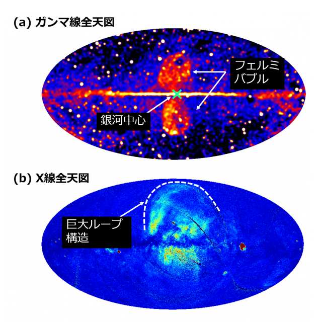 ガンマ線全天図とガンマ線バブル、X線全天図と巨大ループ構造