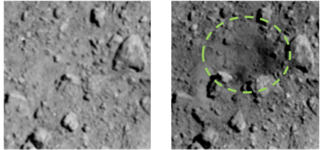 「はやぶさ2」が生成したクレーター