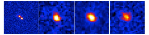 2個の小さな銀河が衝突しているように見える例