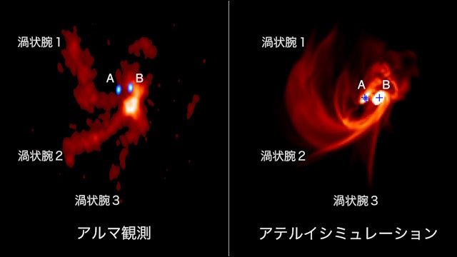 アルマ画像とシミュレーション結果