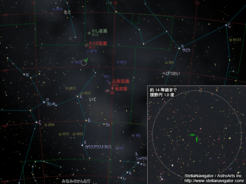 いて座の新星の位置 いて座の新星の位置