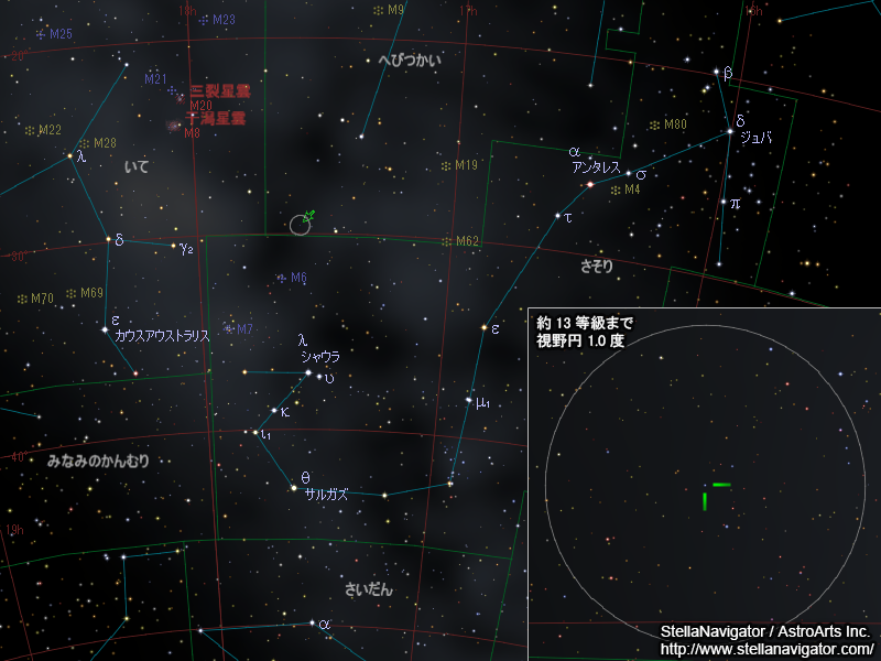 へびつかい座の新星の位置 へびつかい座の新星の位置
