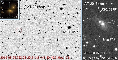 ペルセウス座の超新星とぎょしゃ座の超新星 (左)ペルセウス座の超新星、(右)ぎょしゃ座の超新星