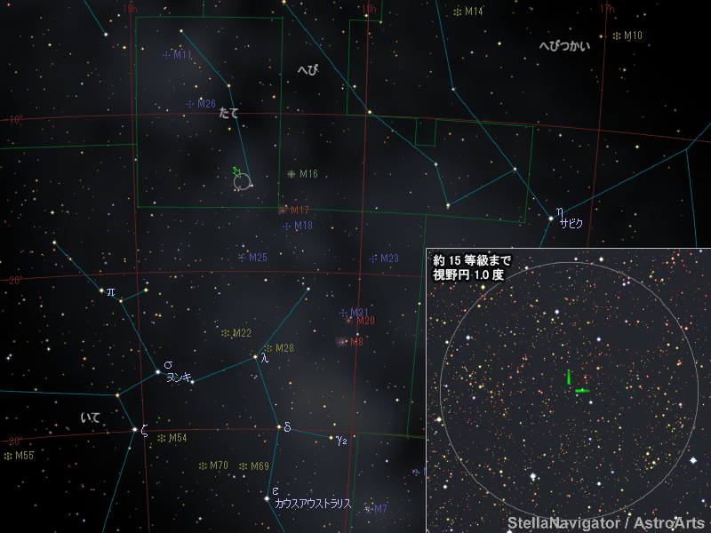 たて座の新星の位置 たて座の新星の位置