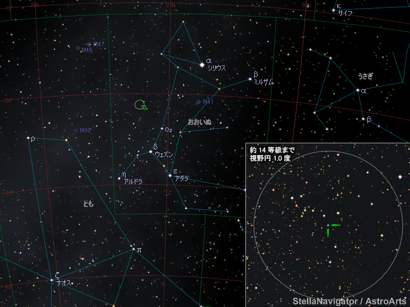 おおいぬ座の新星の位置 おおいぬ座の新星の位置