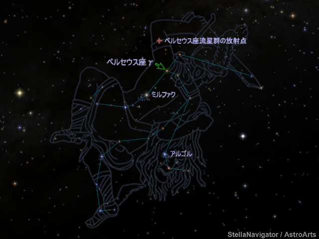 ペルセウス座γ星の位置 ペルセウス座γ星の位置