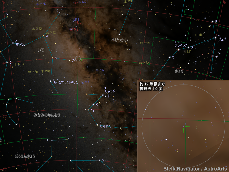 いて座の新星の位置 いて座の新星の位置