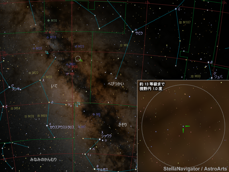 いて座の新星の位置 いて座の新星の位置