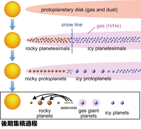 惑星形成過程の概念図 惑星形成過程の概念図