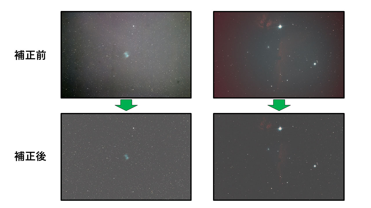「セルフフラット補正」で光ムラを除去 「セルフフラット補正」で光ムラを除去