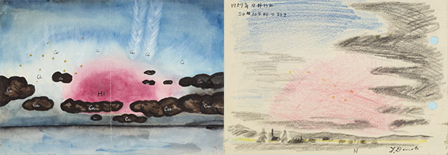 1957年9月13日に記録されたオーロラのスケッチ 1957年9月13日に記録されたオーロラのスケッチ