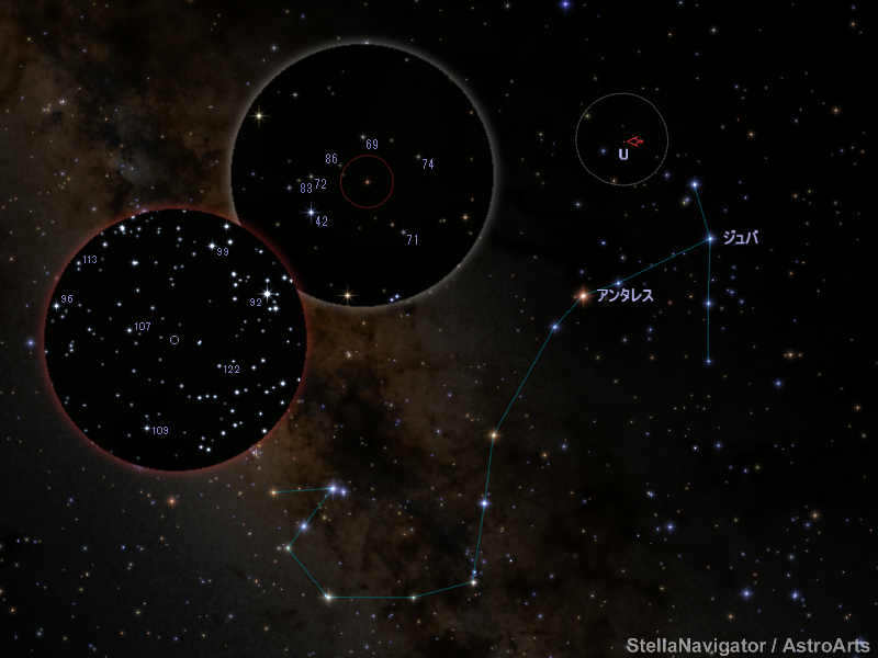 さそり座U周辺の星図 さそり座U周辺の星図