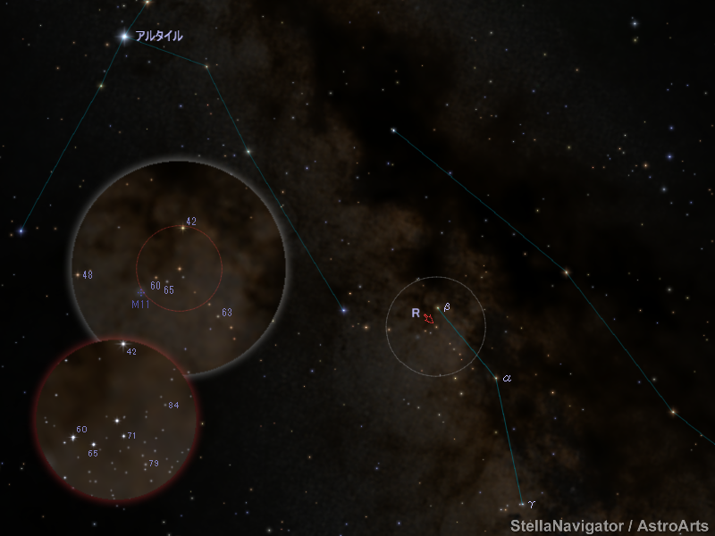 たて座R周辺の星図 たて座R周辺の星図