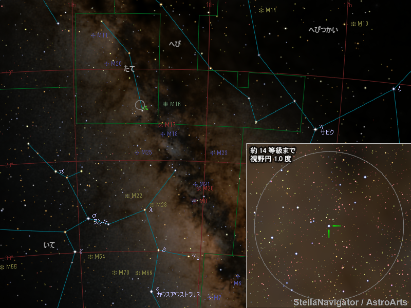 たて座の新星の位置 たて座の新星の位置
