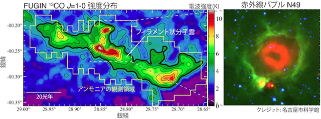 N49周囲の一酸化炭素分子の強度分布 N49周囲の一酸化炭素分子の強度分布