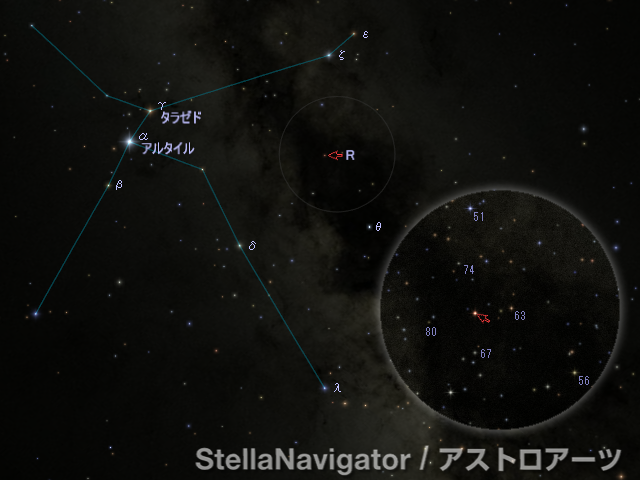 わし座R周辺の星図 わし座R周辺の星図