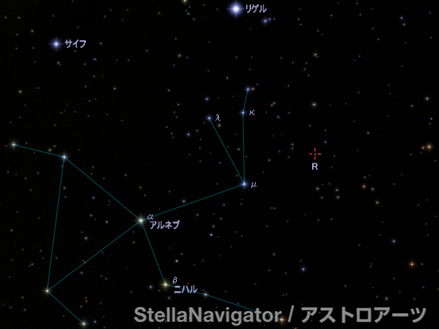 うさぎ座R周辺の星図 うさぎ座R周辺の星図