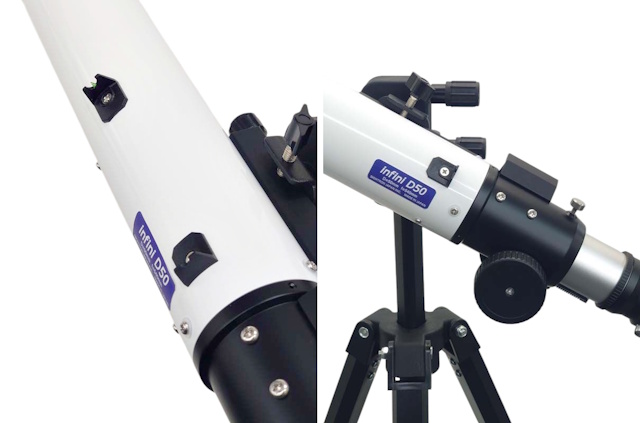 オープンサイト式ファインダーと大型のフォーカスノブ