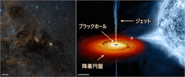 はくちょう座X-1の可視光線画像、想像図