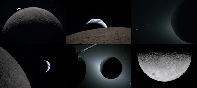 オリオン宇宙船から撮影された月、地球、日食 オリオン宇宙船から撮影された月、地球、日食