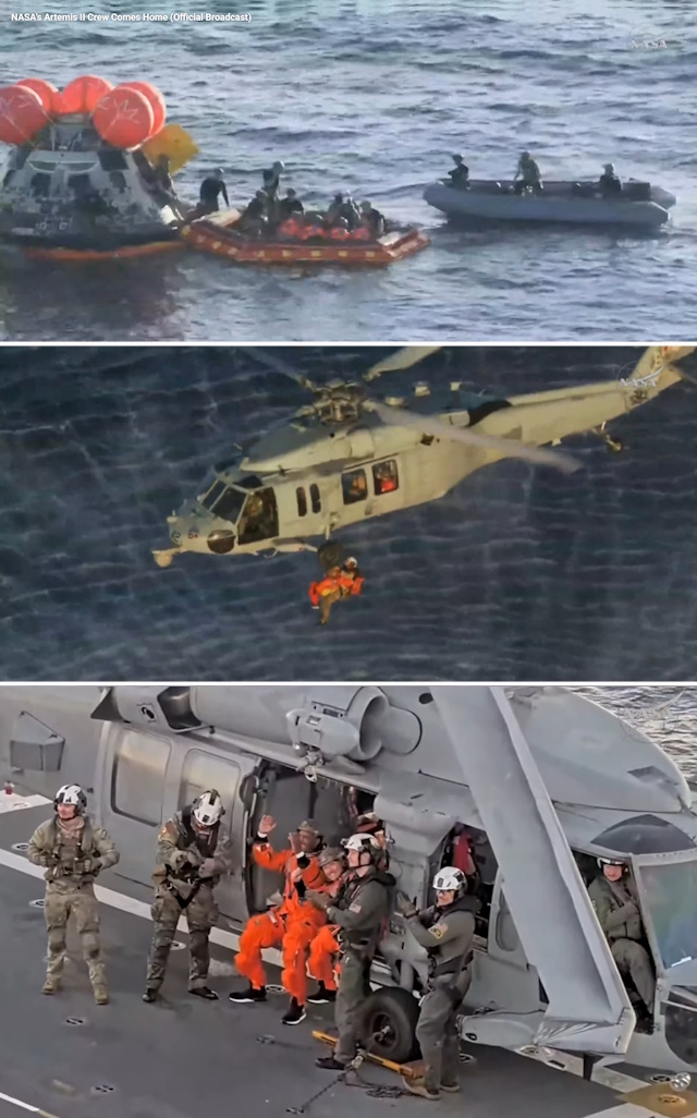 着水後の宇宙飛行士 着水後の宇宙飛行士