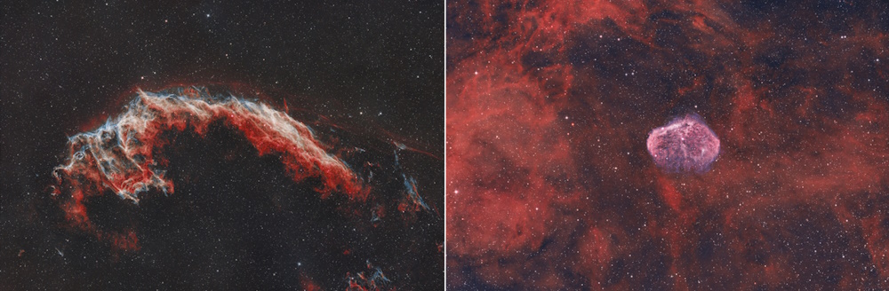 作例「網状星雲 NGC 6992」、「三日月(クレセント)星雲 NGC 6888」 作例「網状星雲 NGC 6992」、「三日月(クレセント)星雲 NGC 6888」