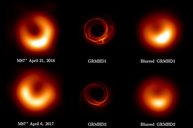 M87ブラックホールの画像とシミュレーション画像