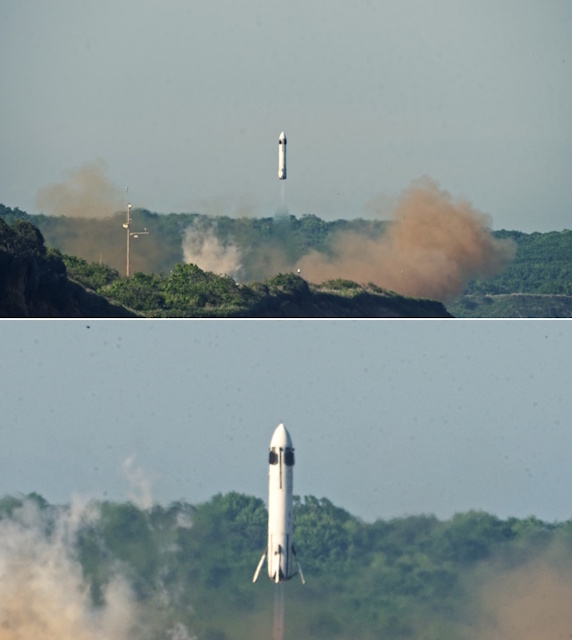 再使用型ロケットの実験機の離着陸の様子 再使用型ロケットの実験機の離着陸の様子