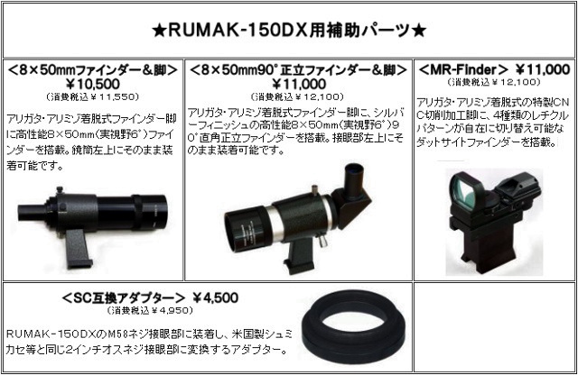 RUMAK-150DX用補助パーツ RUMAK-150DX用補助パーツ